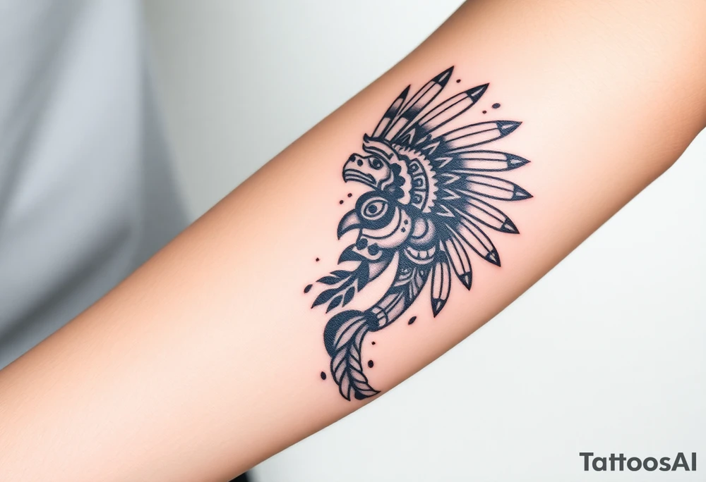 Dios Quetzalcóatl en piedra tattoo idea