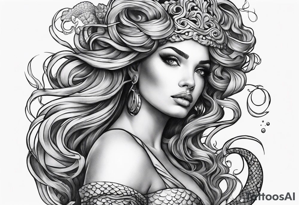 Medusa mermaid sleeve tattoo idea