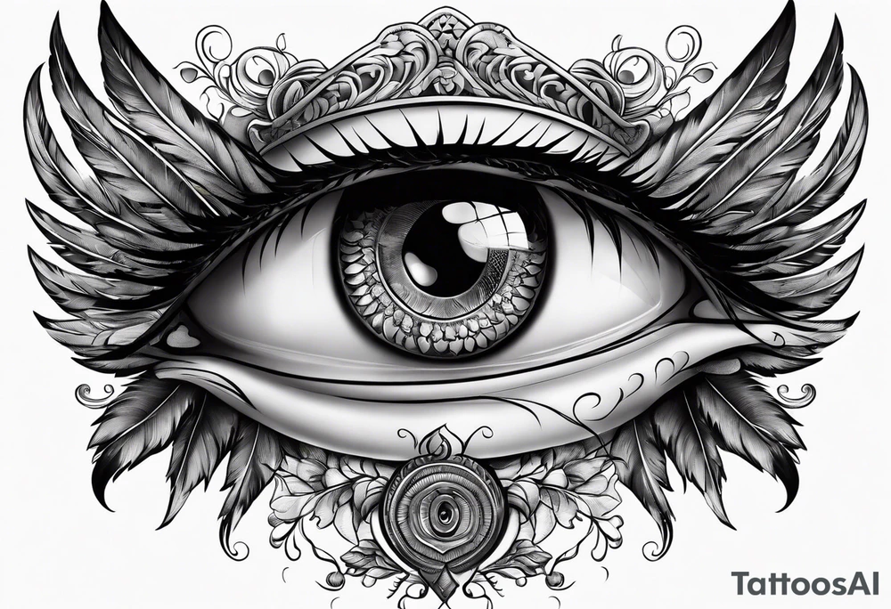 big eye with wings tattoo idea