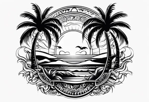 gambling sun palm tree tattoo idea