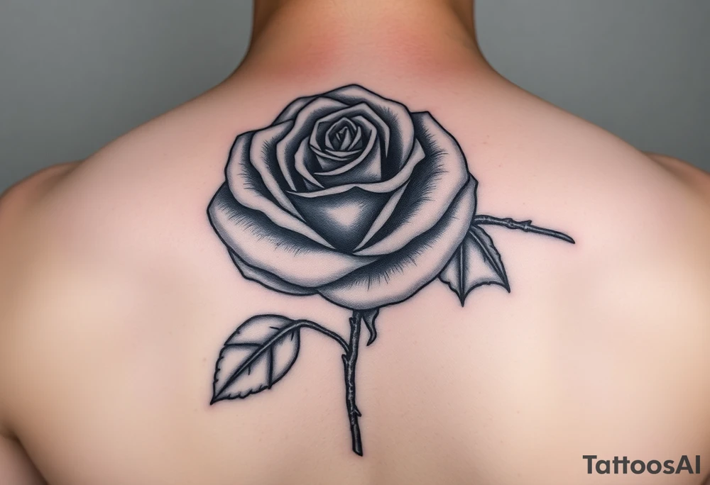 rose with a bat animal tattoo idea