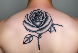 rose with a bat animal tattoo idea