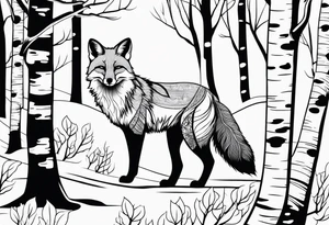Fox in birch trees tattoo idea
