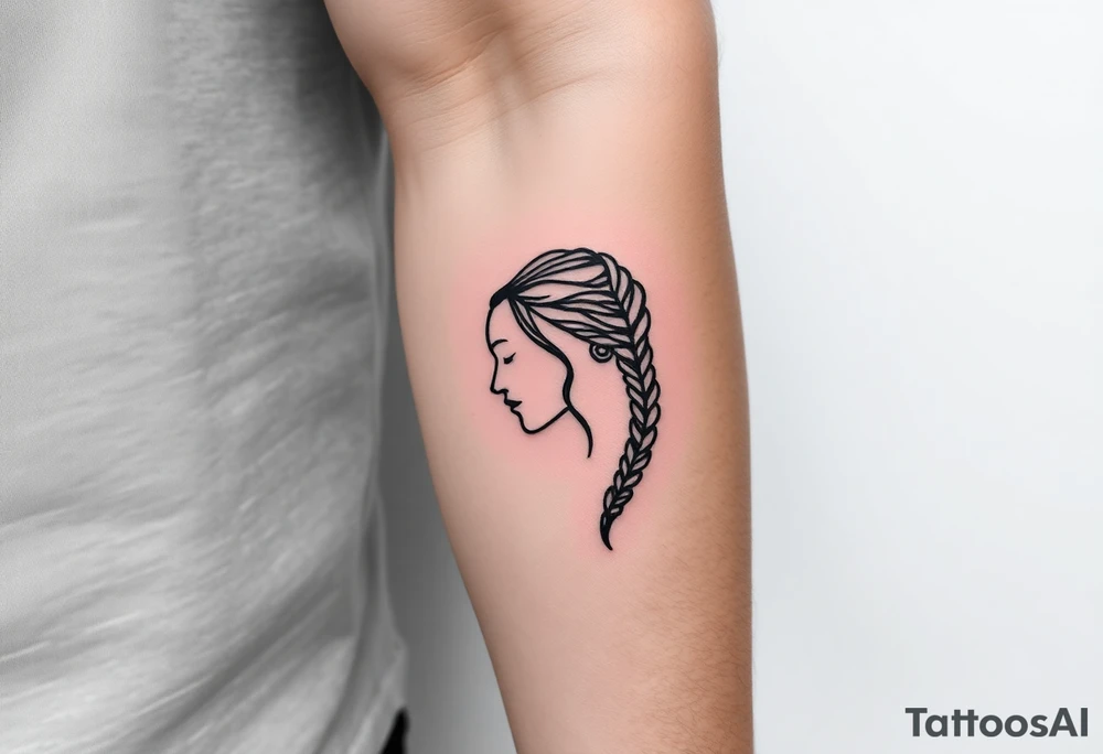 Female Native American dark braided hair tattoo idea