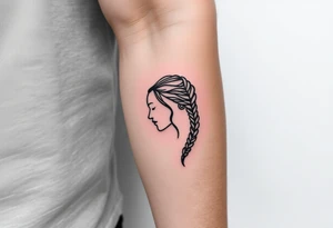 Female Native American dark braided hair tattoo idea