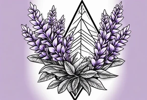 Arrowhead wrapped in lavender plant tattoo idea