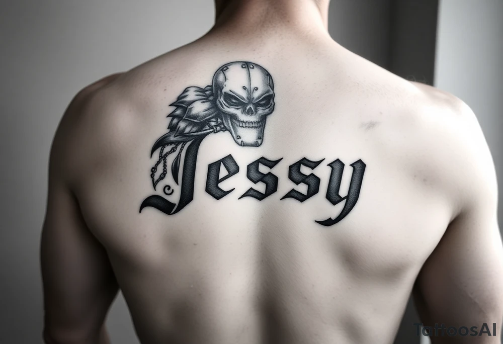 the name Jessy in a stone golem tattoo idea