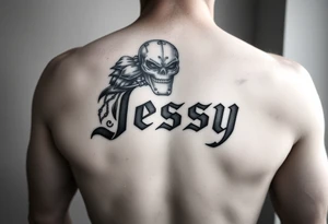 the name Jessy in a stone golem tattoo idea