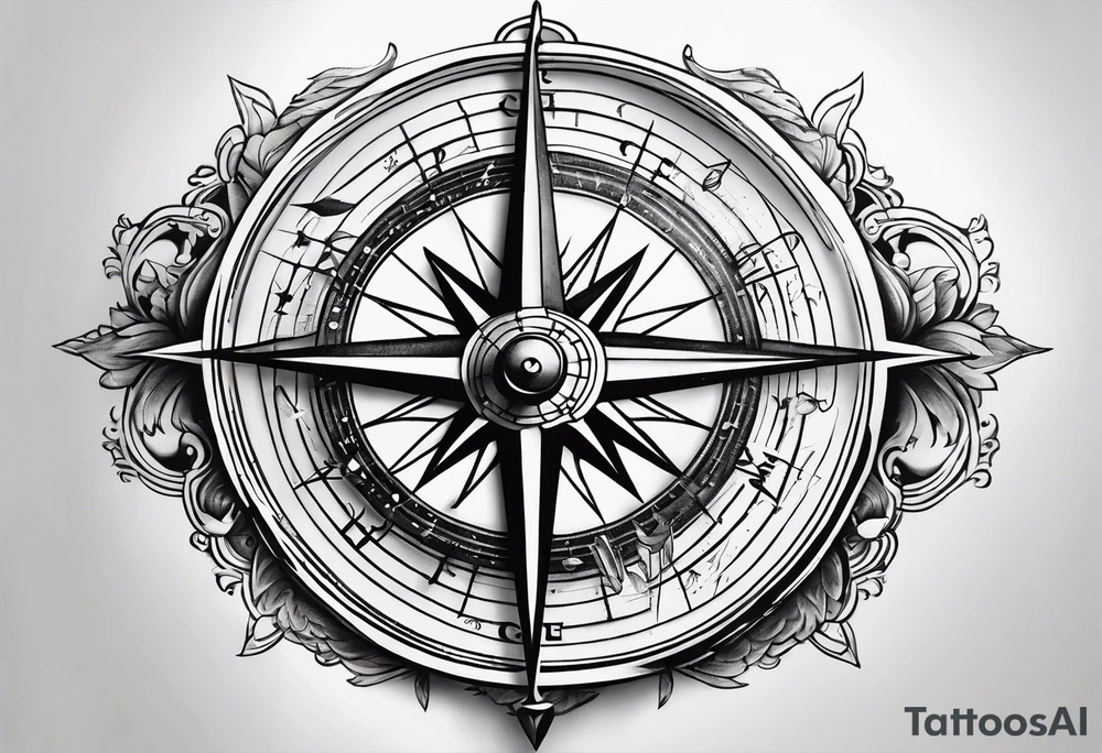 Musical compass tattoo idea