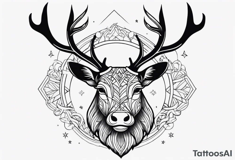 santa Claus reindeer tattoo idea
