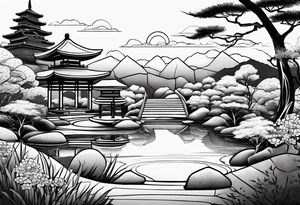 Design a tattoo based on a Japanese zen garden tattoo idea