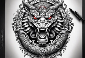 aztec kukulkan snake sleeve tattoo idea