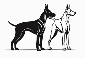 doberman full body minimalistic tattoo idea