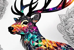 stag featuring colours of the universe and galaxies in amsterdam in the shape of a pineapple tattoo idea