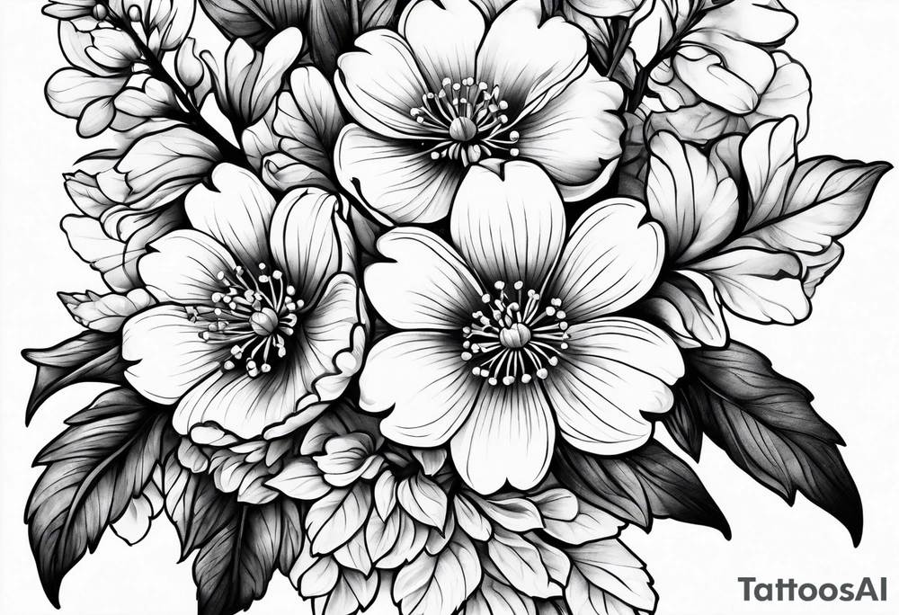 Hawthorn flowers tattoo idea