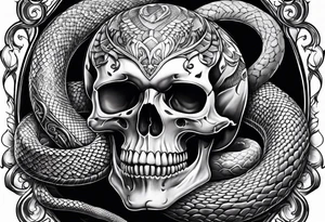 skull and snake tattoo idea