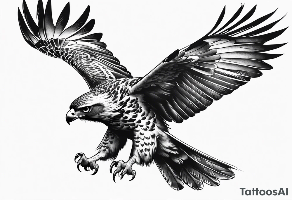 Flying Hawk tatto for hand tattoo idea