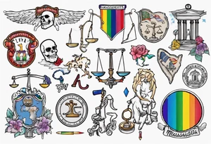 Massachusetts outline in pride colors with a Libra sign tattoo idea