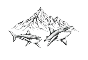 mountains and sharks tattoo idea