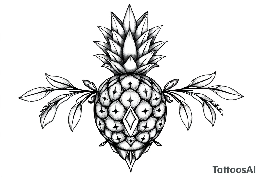 Bushy crown pineapple vagina, design to go over vagina , erotic vagina area design, anus to be at the bottom tattoo idea