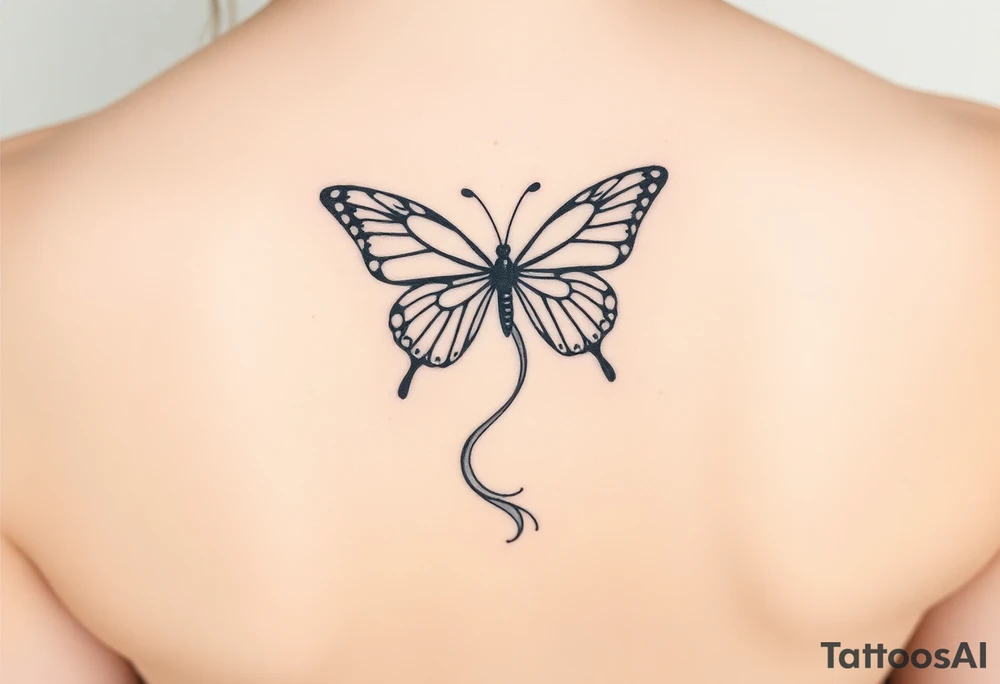 ethereal butterfly with flowing silk ribbons in moonlight tattoo idea ethereal butterfly with flowing silk ribbons in moonlight tattoo idea