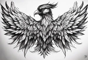 wings across upper back and shoulders with detailed feathers tattoo idea