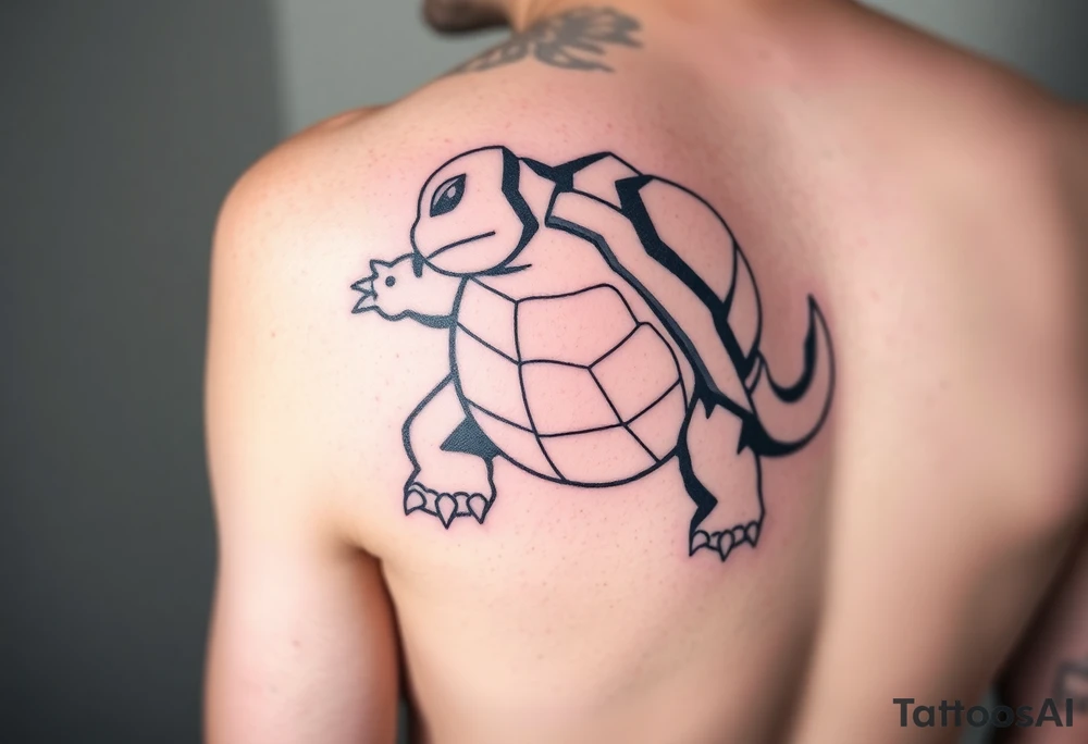 Blastoise pokemon japanese style tattoo idea