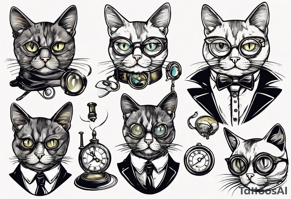 A cat with a monocle tattoo idea