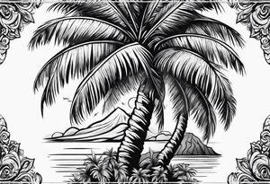 Palm tree arm sleeve tattoo idea