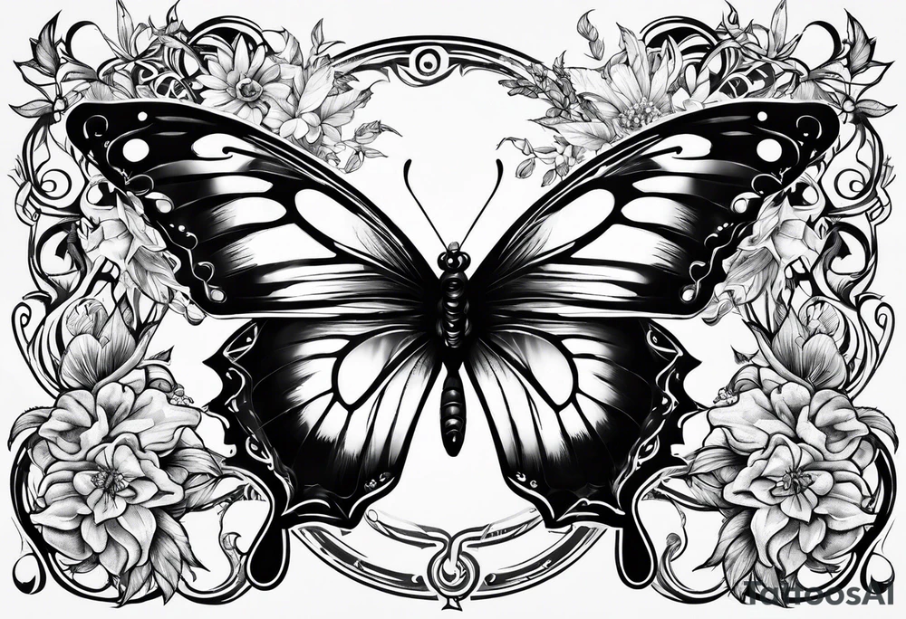 book music weed butterfly tattoo idea