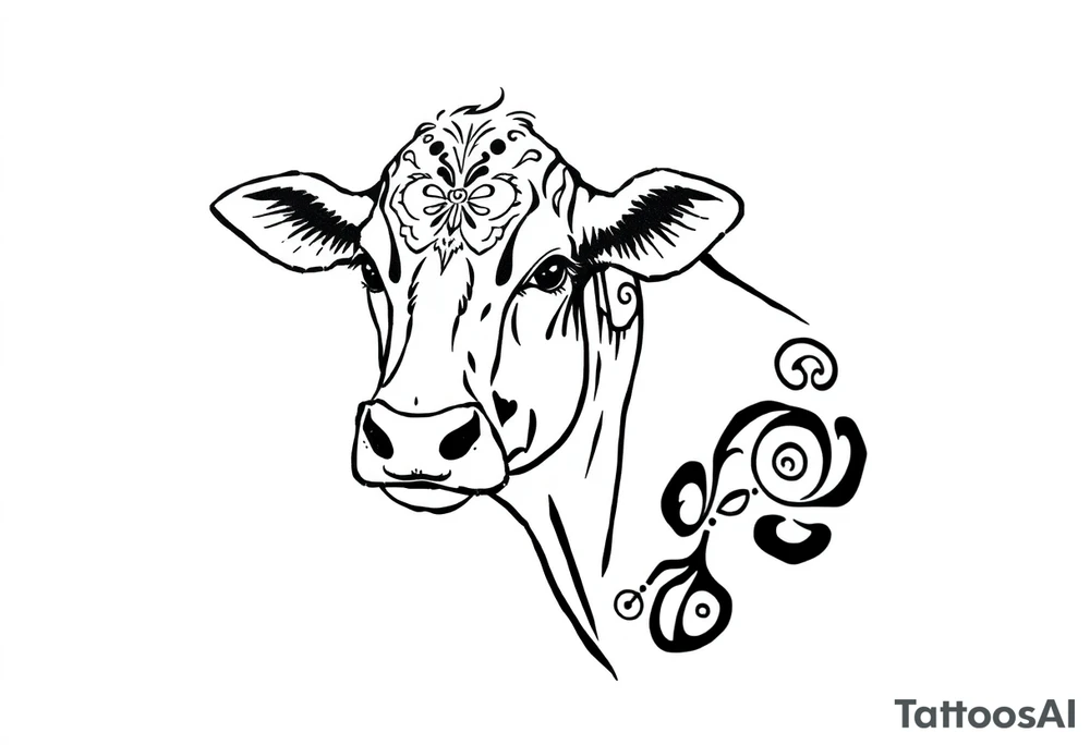 black and white patterned jersey cow tattoo idea