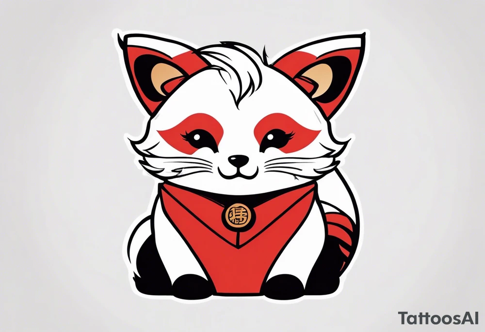 Red panda lucky cat tattoo idea