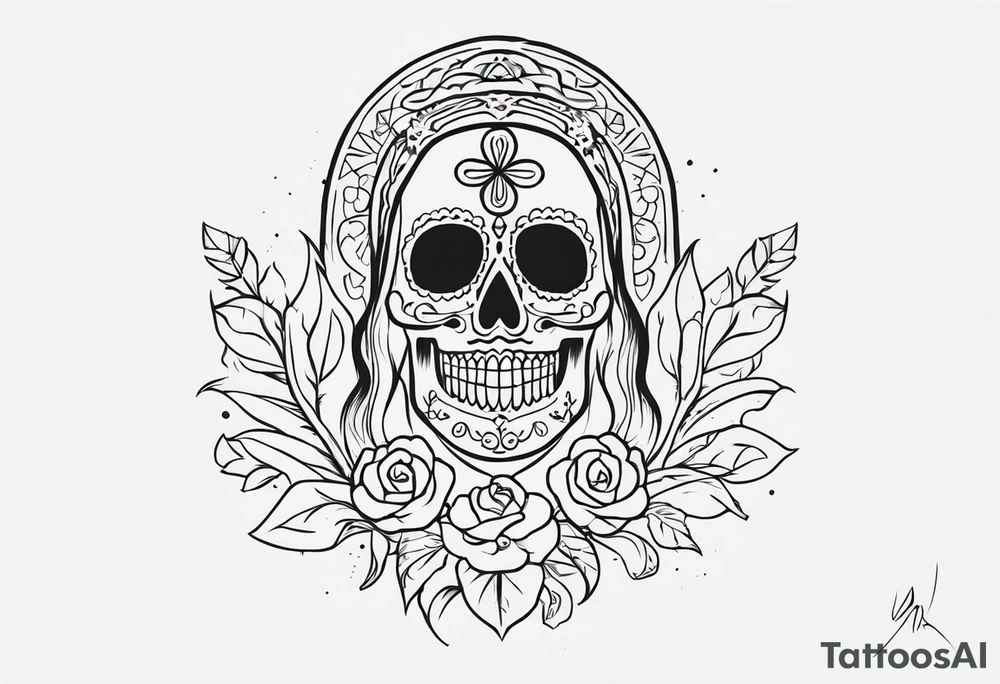 mexican style santa muerte tattoo for chest tattoo idea