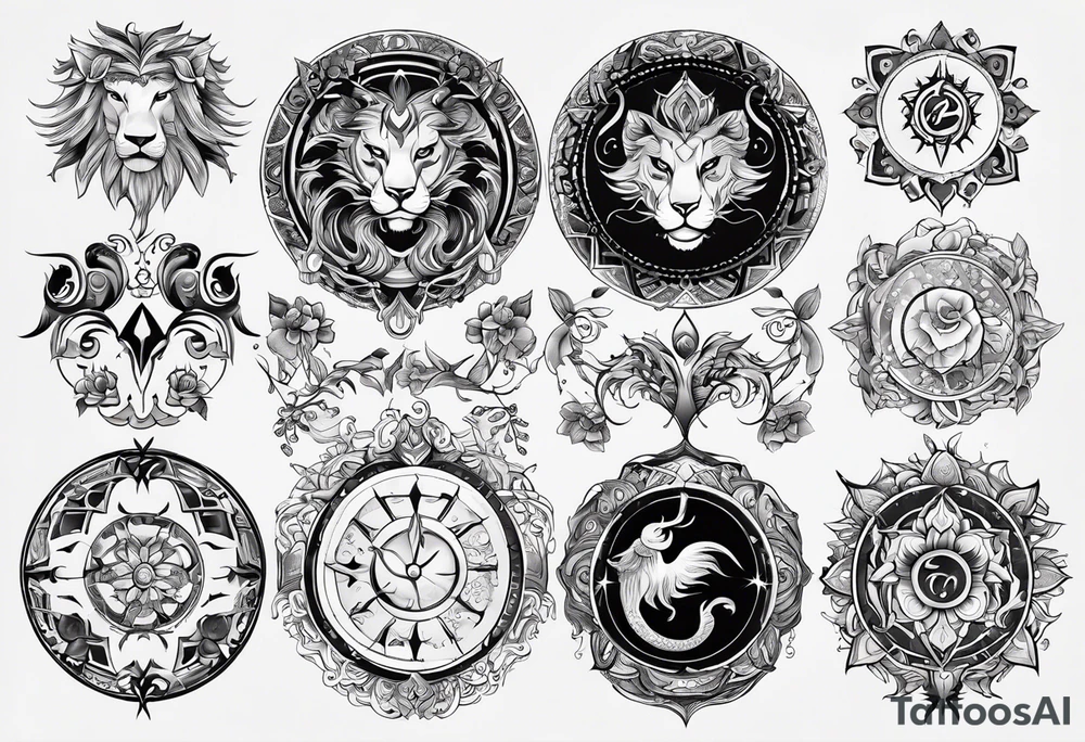 12 zodiac symbols tattoo idea