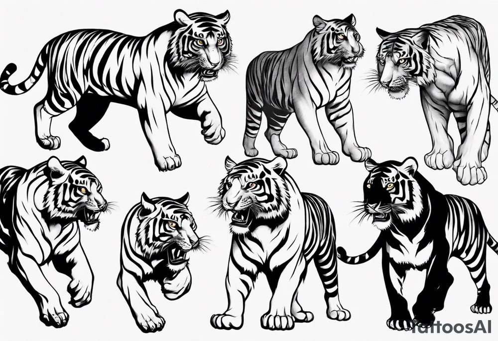 Tiger walks on fire tattoo idea