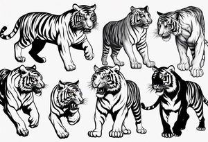 Tiger walks on fire tattoo idea