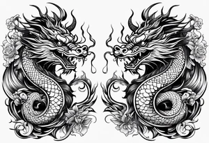two Chinese dragons for lady design tattoo idea