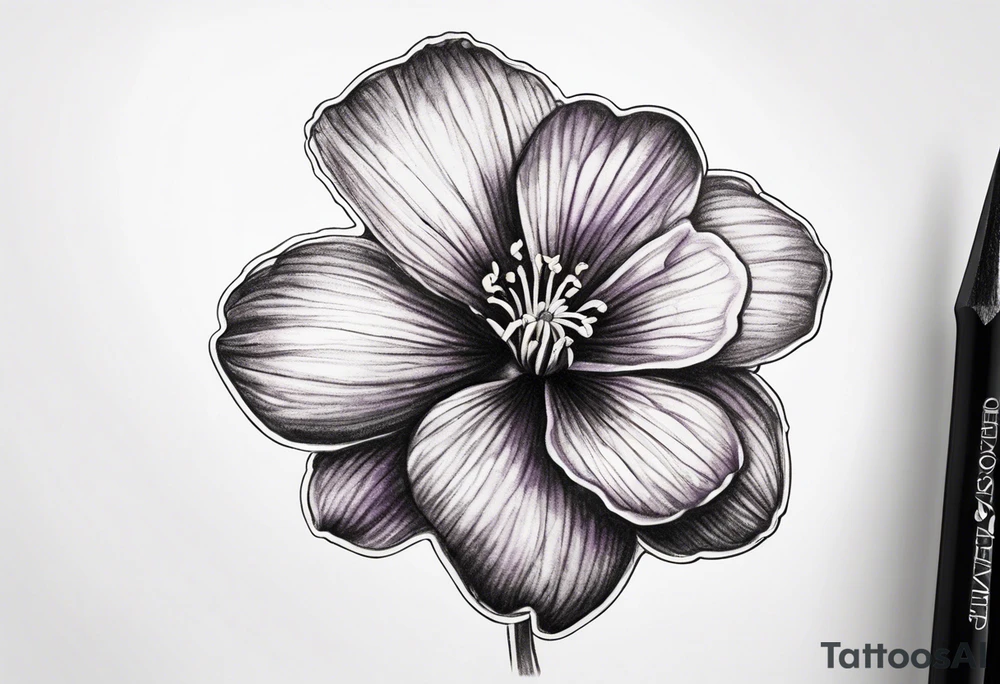 Small violet flower with a stem tattoo idea