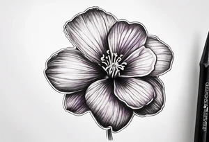Small violet flower with a stem tattoo idea
