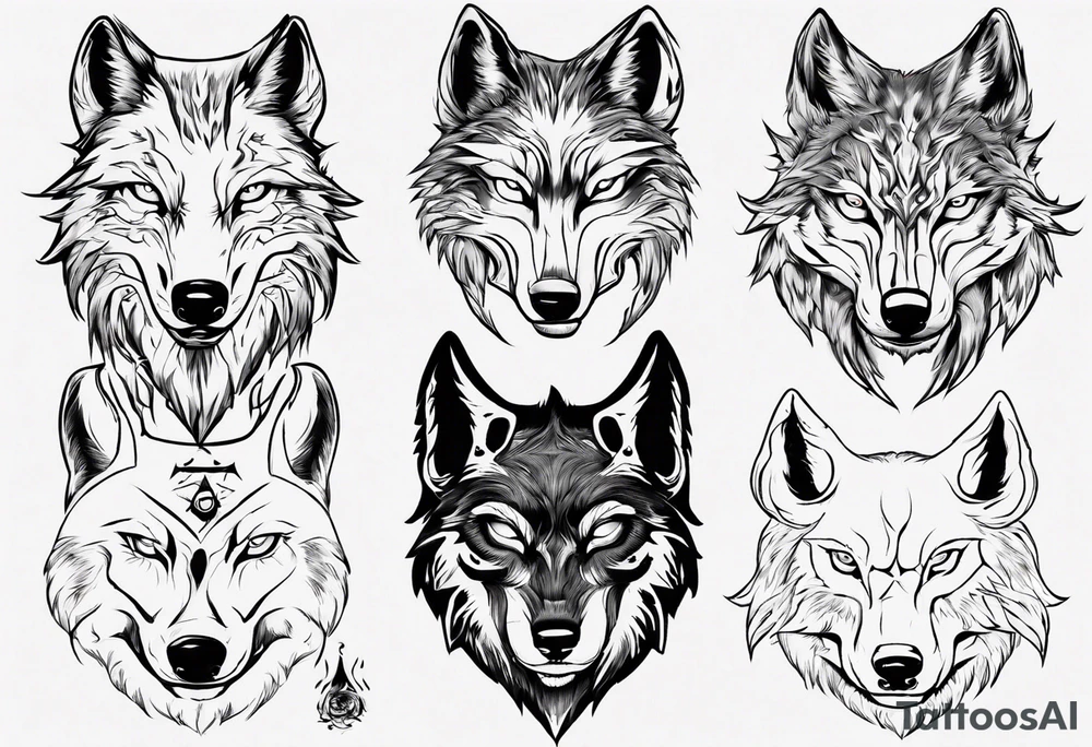 Wolf face tattoo idea