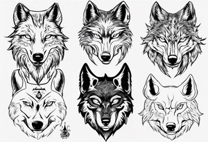 Wolf face tattoo idea