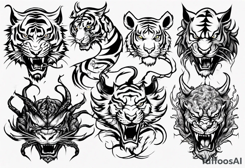 a game between tiger and dragon tattoo idea