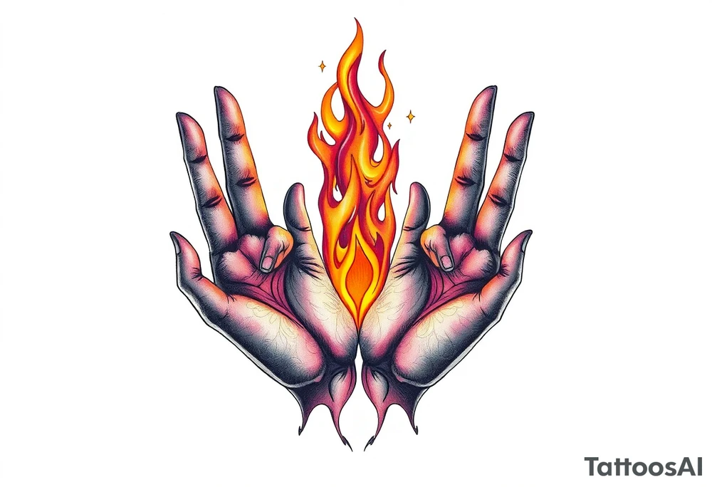 Fire between palms tattoo idea