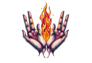 Fire between palms tattoo idea