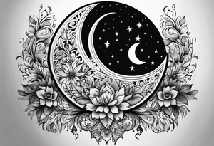 Moon floral chandelier tattoo idea