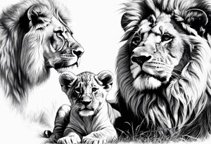 Lion and baby lion representing father and son tattoo idea