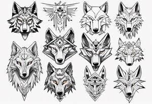 wolf head in zelda style tattoo idea