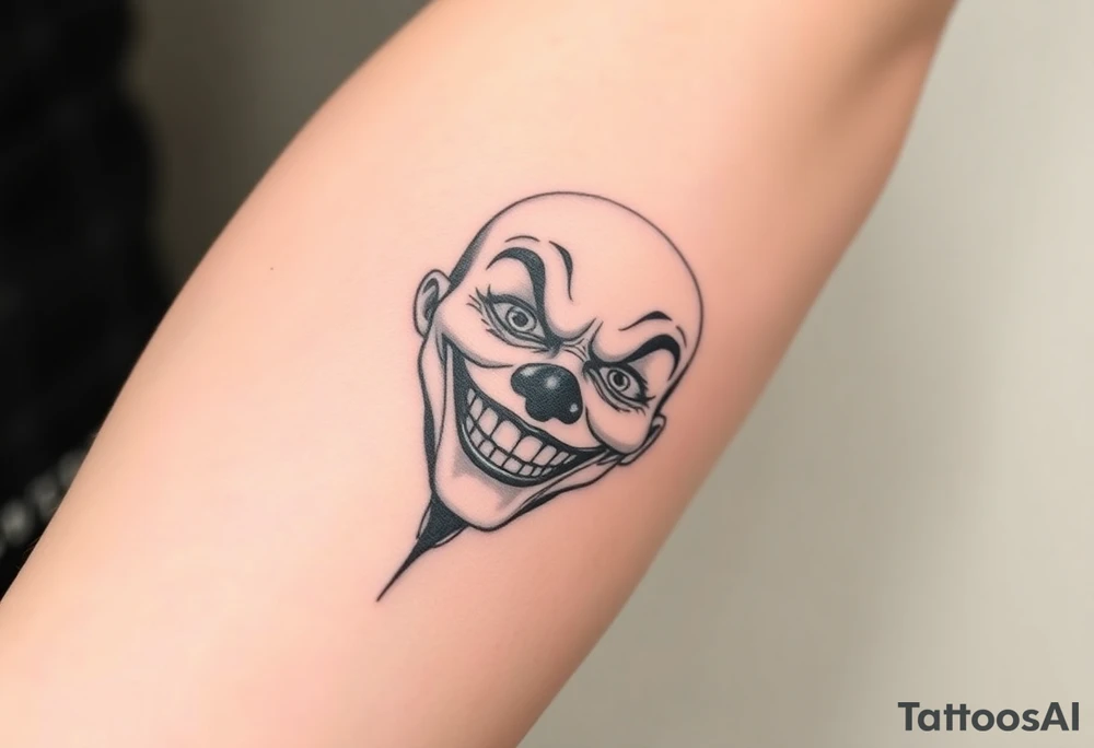 poker joker face in bad clown mask tattoo idea