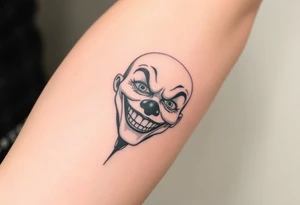 poker joker face in bad clown mask tattoo idea