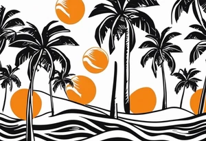 Palm trees oranges beach Florida tattoo idea